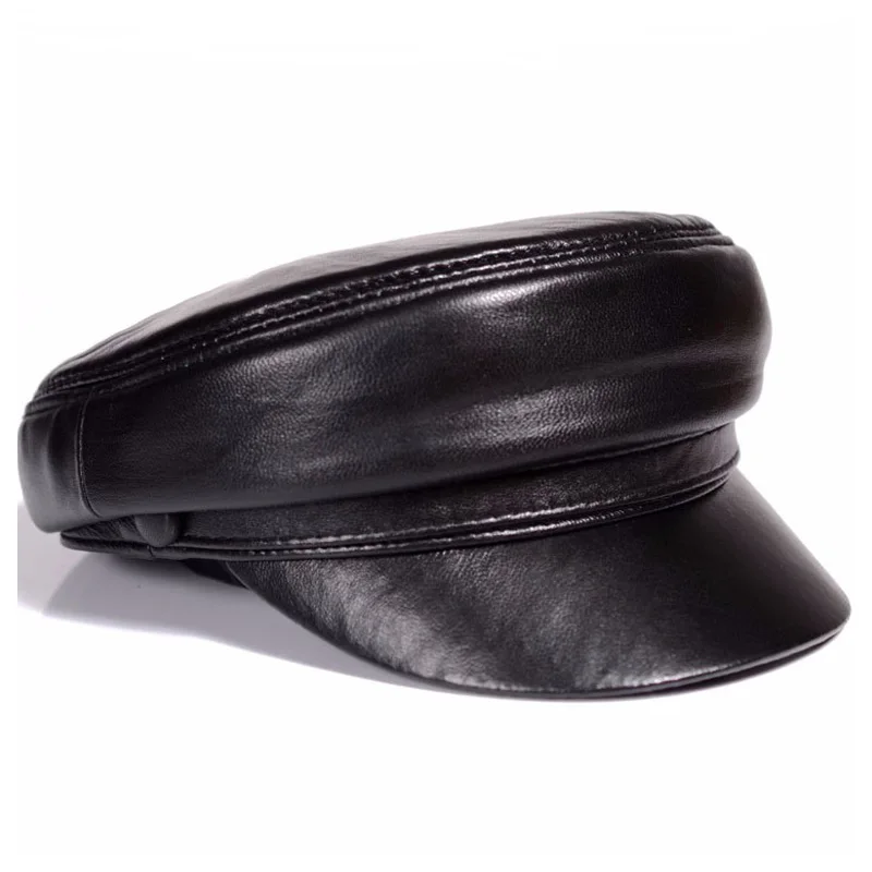Leather Work Hat - Topi kulit asli uniseks, topi Tentara