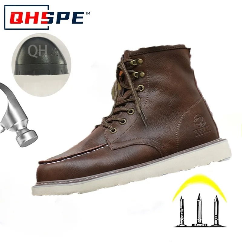 Leather Work Hat - Sepatu Pelindung Kerja Kulit Sapi Bernapas