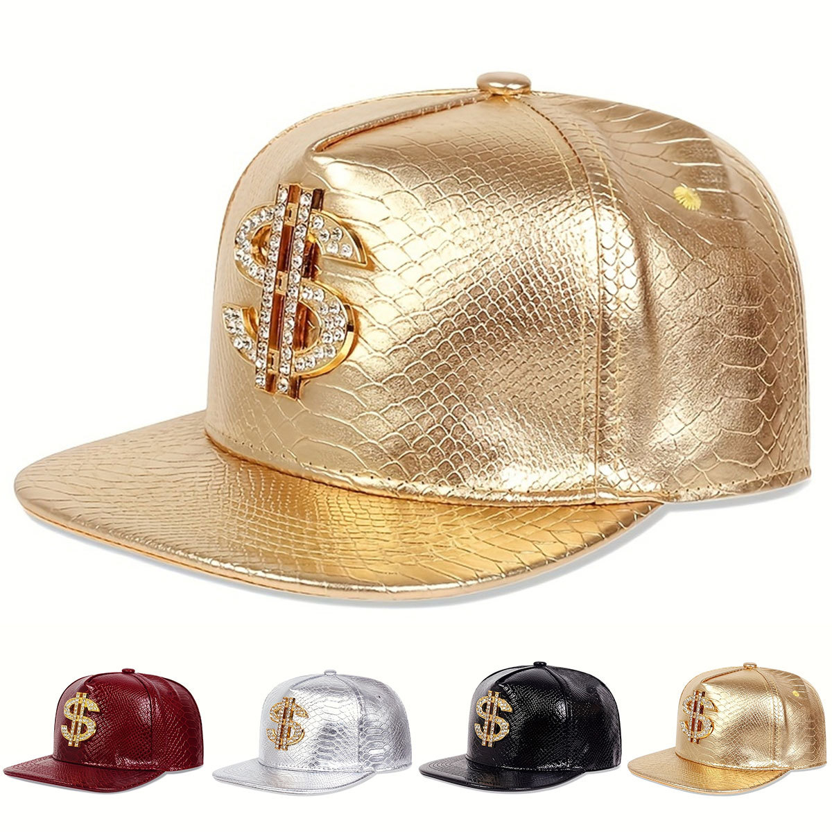 Leather Work Hat - Topi Bisbol Tanda Dolar Metalik Kulit