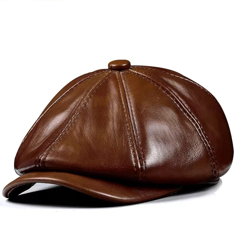 Leather Work Hat - Topi kulit asli untuk pria, topi