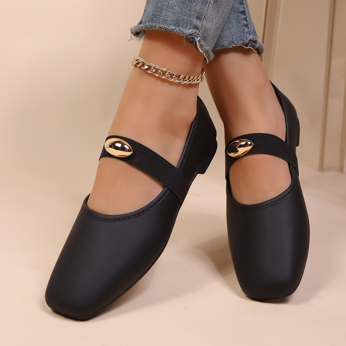 Sepatu Flat Mary Jane Warna So - Leather Work Flats Women ulasan dan harga